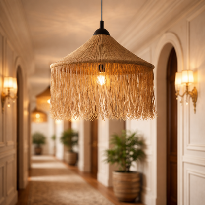 Natural Jute Hanging Pendant Lamp | Handwoven Sustainable Home Décor Lighting  WL-w