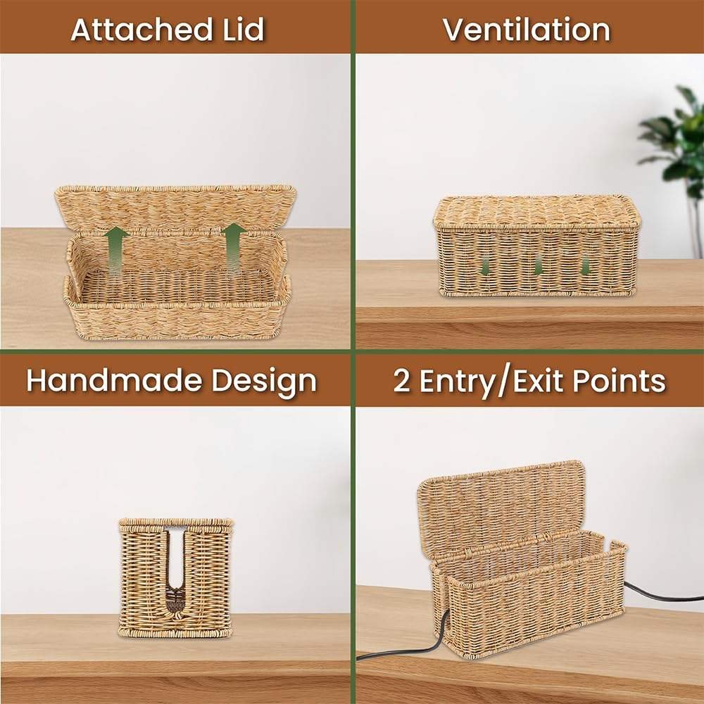 Open Slots Cords Hider Box Computer Router basket