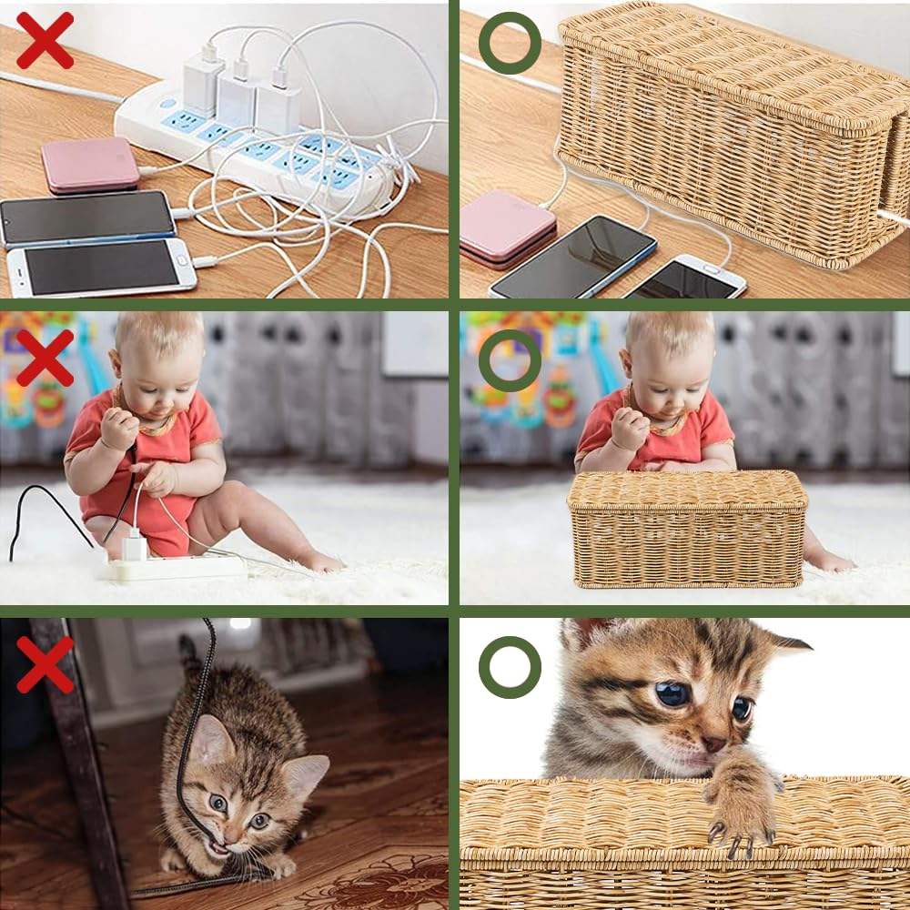 Open Slots Cords Hider Box Computer Router basket