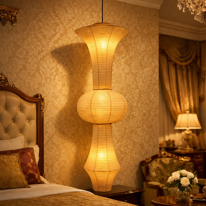 White Fabric Japanese Style Pendant Lamp | FL-a