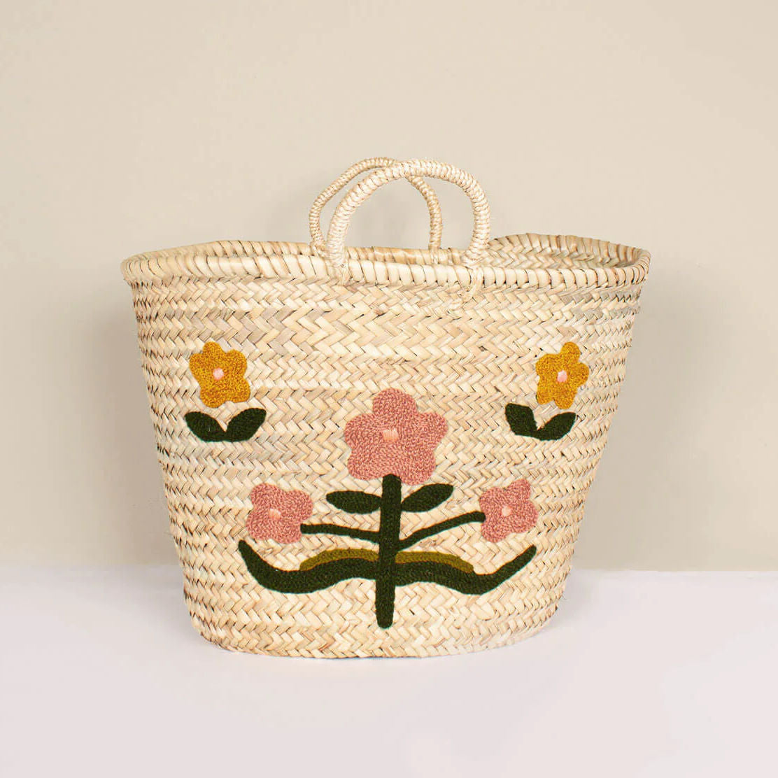 Embroidered Basket Bag