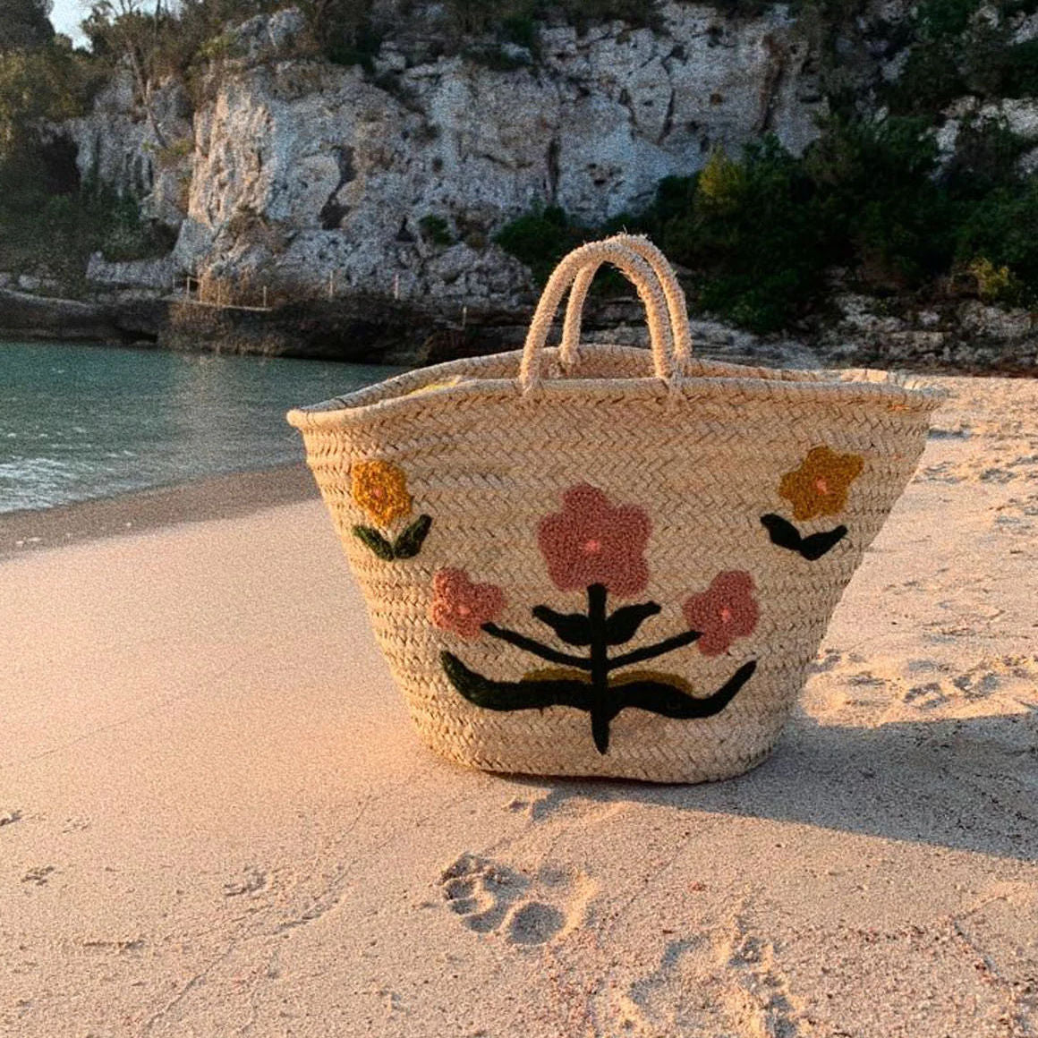 Embroidered Basket Bag