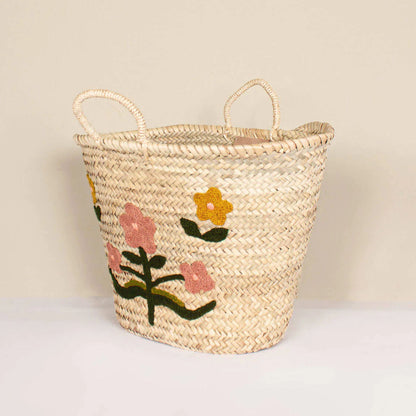 Embroidered Basket Bag