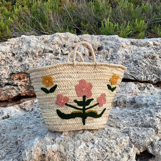 Embroidered Basket Bag