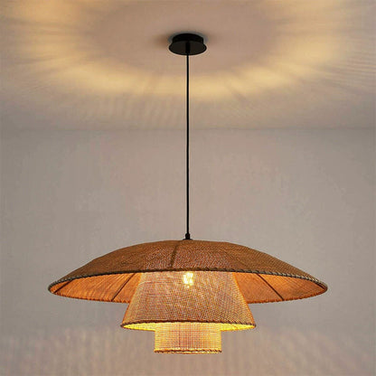 Handwoven Natural Chinese Lantern Light Pendant Lighting Hanging Lights Restaurant Rattan Pendant Lamp
