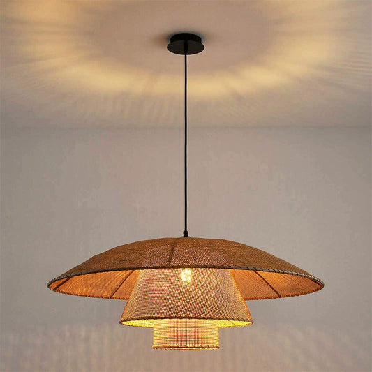 Handwoven Natural Chinese Lantern Light Pendant Lighting Hanging Lights Restaurant Rattan Pendant Lamp