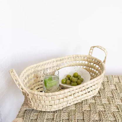 Round Wicker Basket Tray
