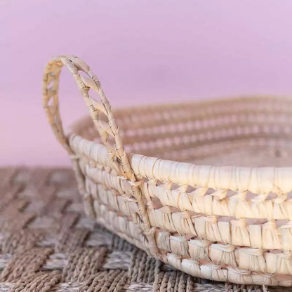 Round Wicker Basket Tray