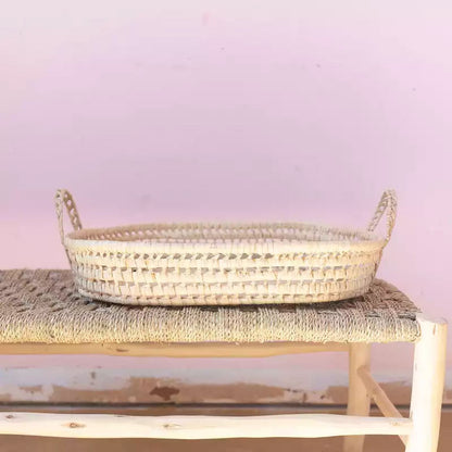 Round Wicker Basket Tray