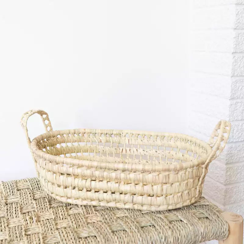 Round Wicker Basket Tray