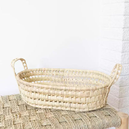 Round Wicker Basket Tray