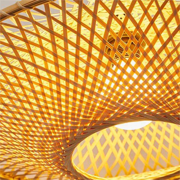 Handwoven Rattan Bamboo Chandelier | Elegant Wooden Shade Pendant