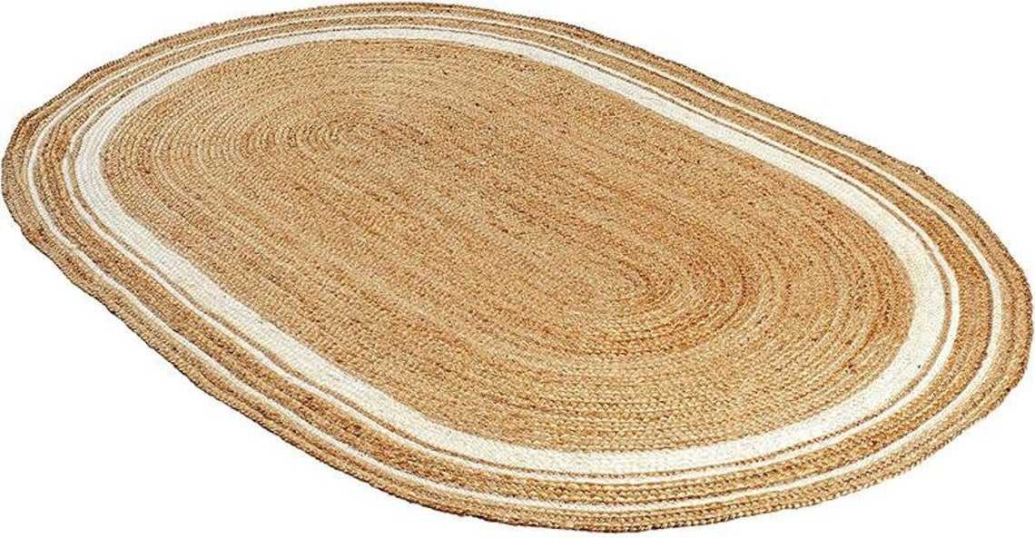 Jute Oval Rug Woven Round Pattern