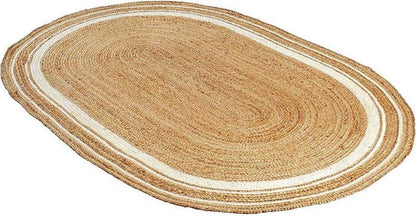 Jute Oval Rug Woven Round Pattern