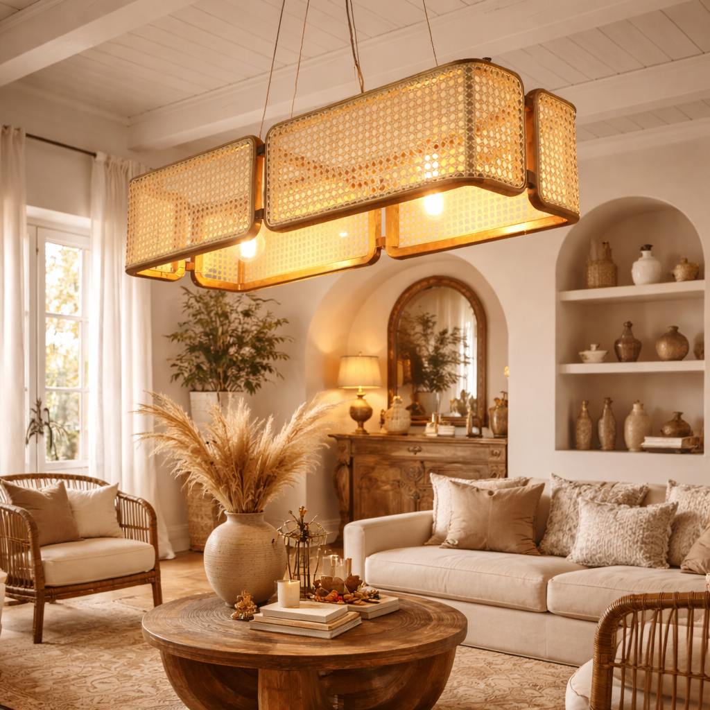 Rattan Hanging lamp for Living Room | Cane Pendant light | WL-1a