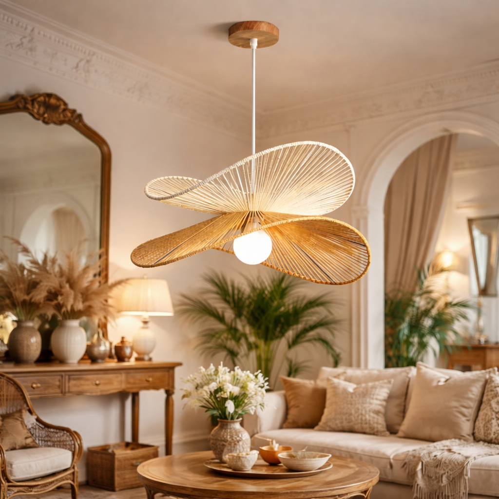 Hanging lamp for Living Room | Rattan Pendant light | Cane ceiling light | WL-1m