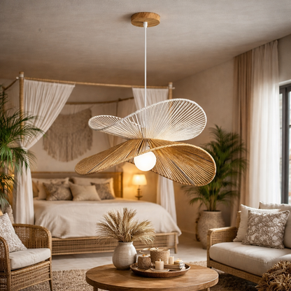 Hanging lamp for Living Room | Rattan Pendant light | Cane ceiling light | WL-1m