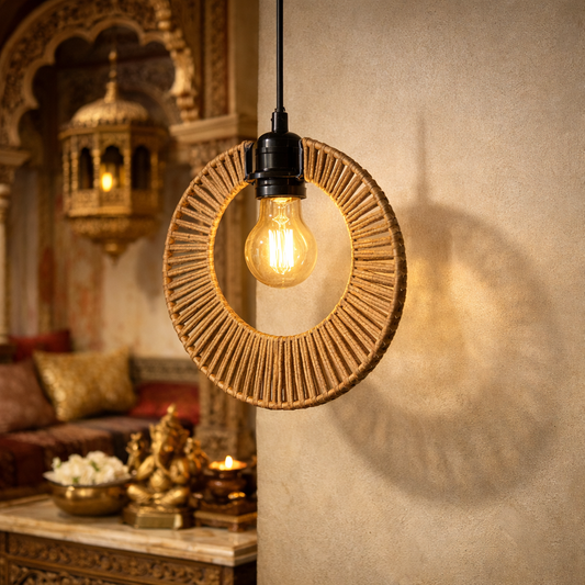 Caning Rattan Cane Rafia Wicker Lamp Premium Round Ceiling Light | 3 Pieces | WL-1u