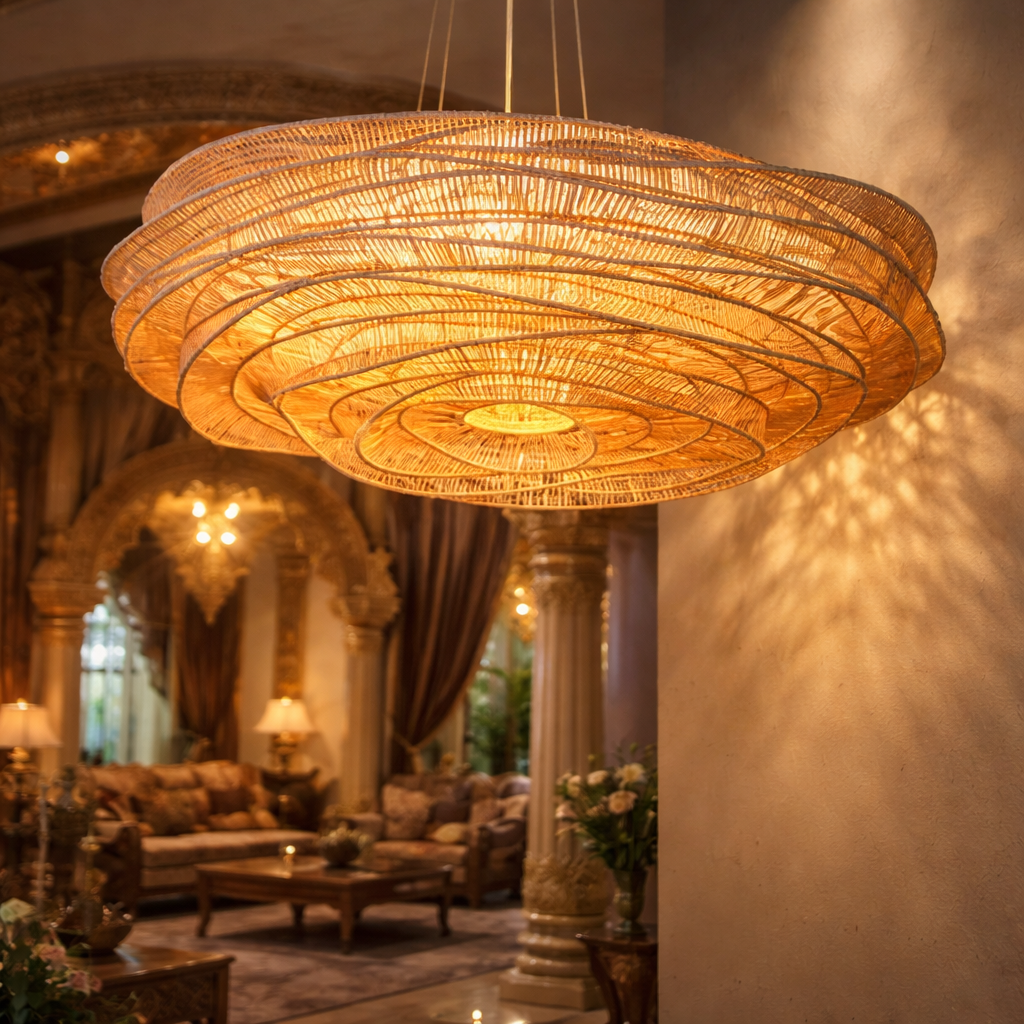 Cane Large Ceiling Lamp | Rattan Pendant Lamp | WL-1v