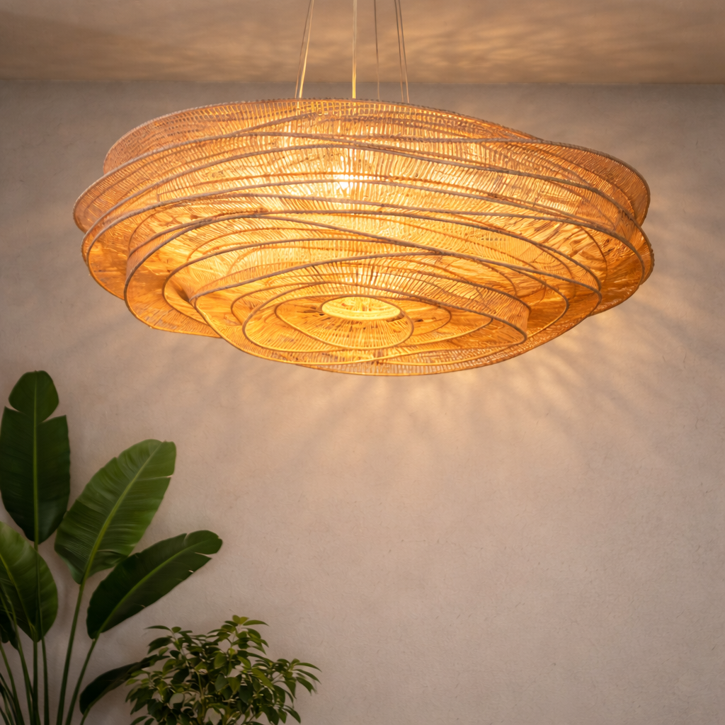 Cane Large Ceiling Lamp | Rattan Pendant Lamp | WL-1v