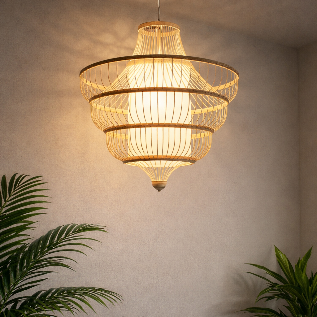 New Chinese Style Creative Natural Handmade Rattan Bamboo Chandelier light WL-1w