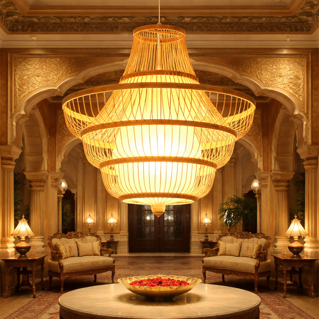 New Chinese Style Creative Natural Handmade Rattan Bamboo Chandelier light WL-1w