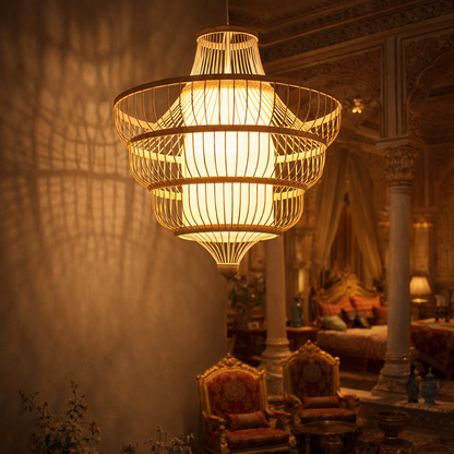 New Chinese Style Creative Natural Handmade Rattan Bamboo Chandelier light WL-1w
