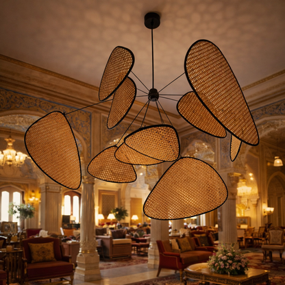 Handcrafted Natural Cane Woven Lampshade | Premium Ceiling Pendant Light for Hotel & Restaurant Décor  WL-3q