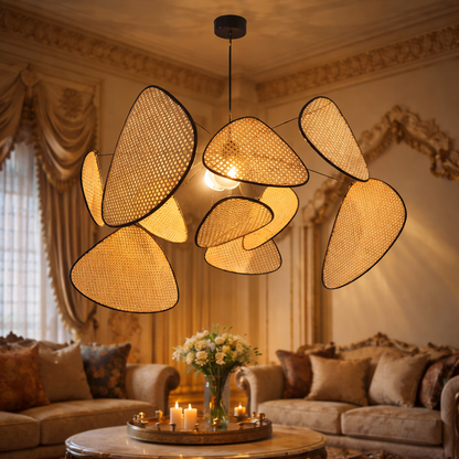 Handcrafted Natural Cane Woven Lampshade | Premium Ceiling Pendant Light for Hotel & Restaurant Décor  WL-3q