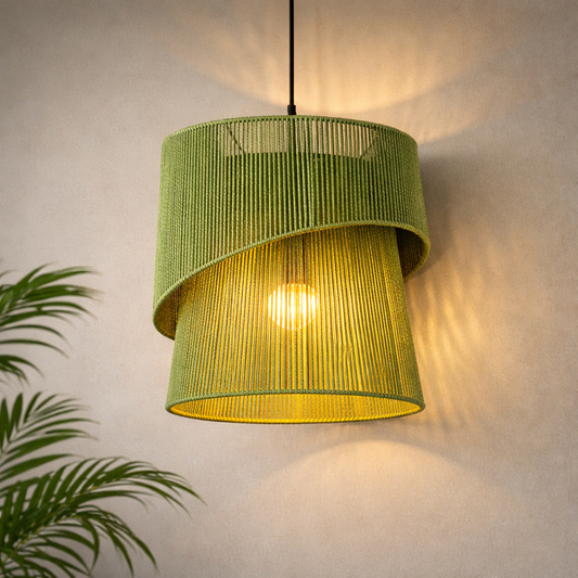 Natural Handwoven Jute Pendant Light | Eco-Friendly Rustic Ceiling Hanging Lamp for Home & Cafe Decor WL-4u
