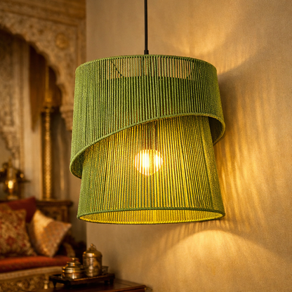 Natural Handwoven Jute Pendant Light | Eco-Friendly Rustic Ceiling Hanging Lamp for Home & Cafe Decor WL-4u