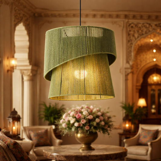 Natural Handwoven Jute Pendant Light | Eco-Friendly Rustic Ceiling Hanging Lamp for Home & Cafe Decor WL-4u