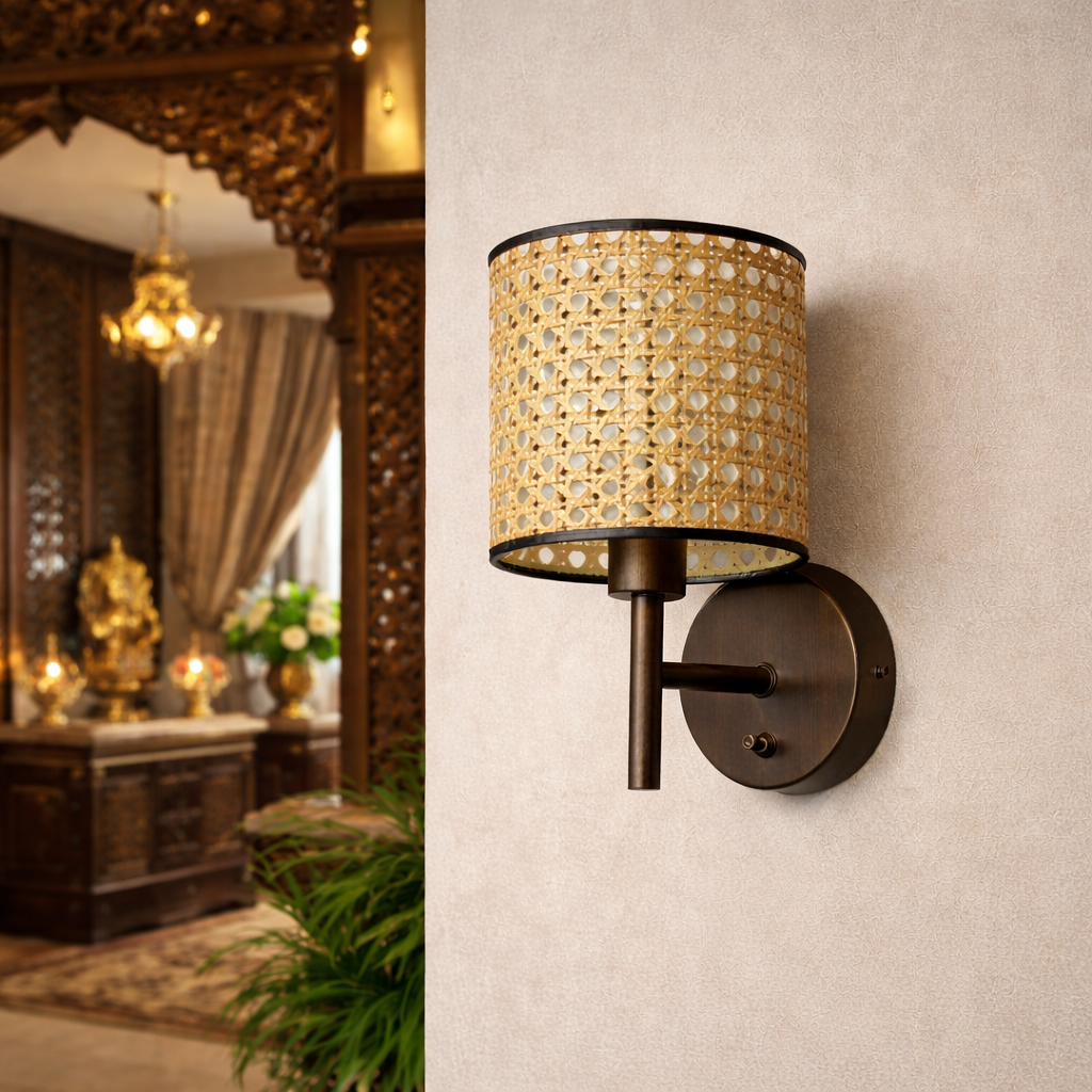 Beautiful Cane Webbing Wall Lamp for home and hotel  | WL-g