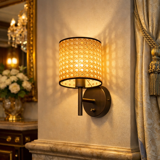 Beautiful Cane Webbing Wall Lamp for home and hotel  | WL-g