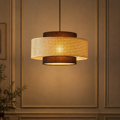 Hexagon cane webbing pendant lamp for hotel