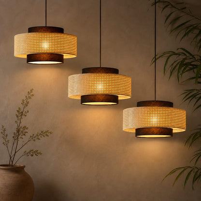 Hexagon cane webbing pendant lamp for hotel