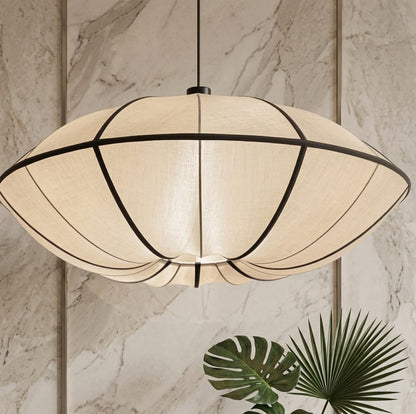 White Fabric Japanese Style Pendant Lamp