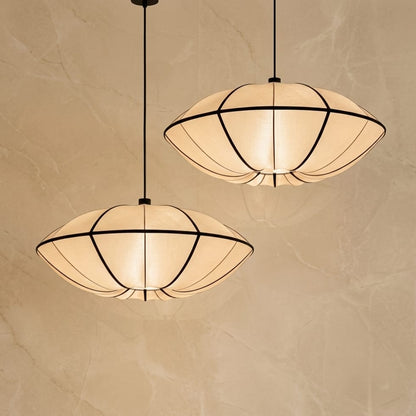 White Fabric Japanese Style Pendant Lamp