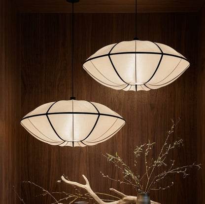 White Fabric Japanese Style Pendant Lamp