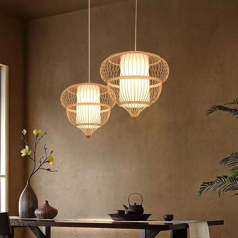 Lantern Chandelier Bamboo Art Light