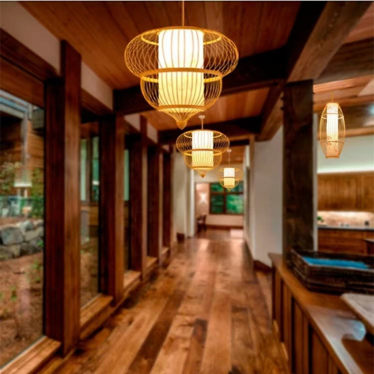 Lantern Chandelier Bamboo Art Light