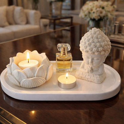 Lotus Buddha tray | Peaceful Meditating Buddha Idol | Spiritual Home Décor Showpiece for Positive Vibes and Vastu Alignment for gifting