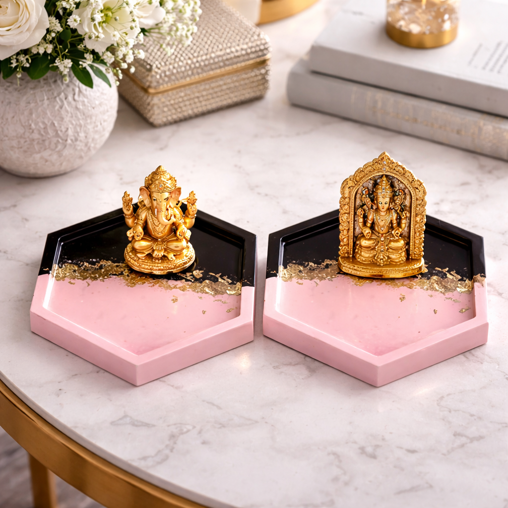 3-pack Luxe Trinket Tray Set| handcrafted costars and tray
