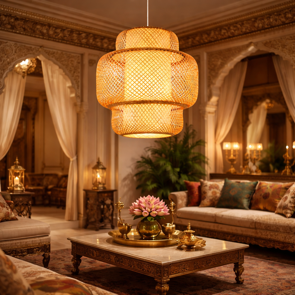 Artisan Bamboo Hanging Light | Handcrafted Pendant Lamp for Modern Interiors