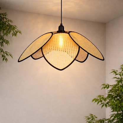 Handcrafted Natural Cane Woven Pendant Light | Decorative Hanging Ceiling Lamp for Home WL-3c & Commercial Spaces