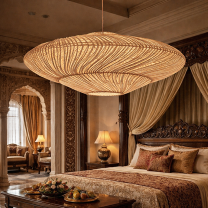 Bamboo Rattan Hanging Lamp Shade | Decorative Cane Ceiling Light for Balcony & Living Room WL-4n