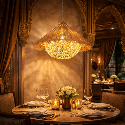 Luxury Handmade Wicker Bamboo Hanging Lamp | Natural Wooden Ceiling Light