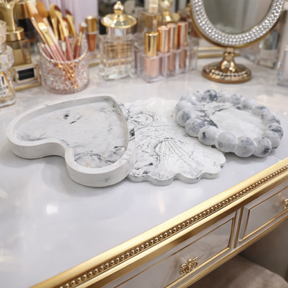 3-pack marble look trinket tray |Aesthetic handmade trinket tray
