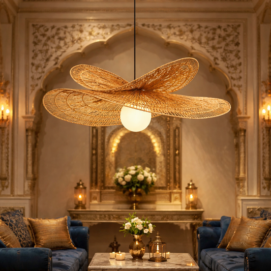 Boho Rattan Pendant Light with Woven Lamp Shade WL-1w