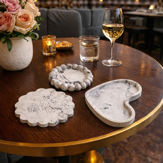 3-pack marble look trinket tray |Aesthetic handmade trinket tray